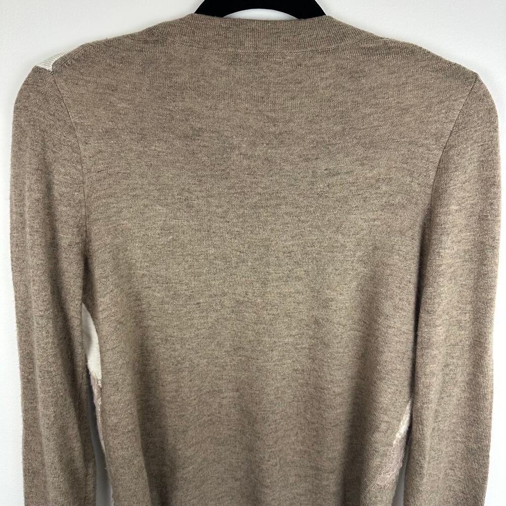 J.Crew Womens Crewneck Wool Blend Academia Cottagecore Tan/Ivory Sweater Small - Picture 6 of 11